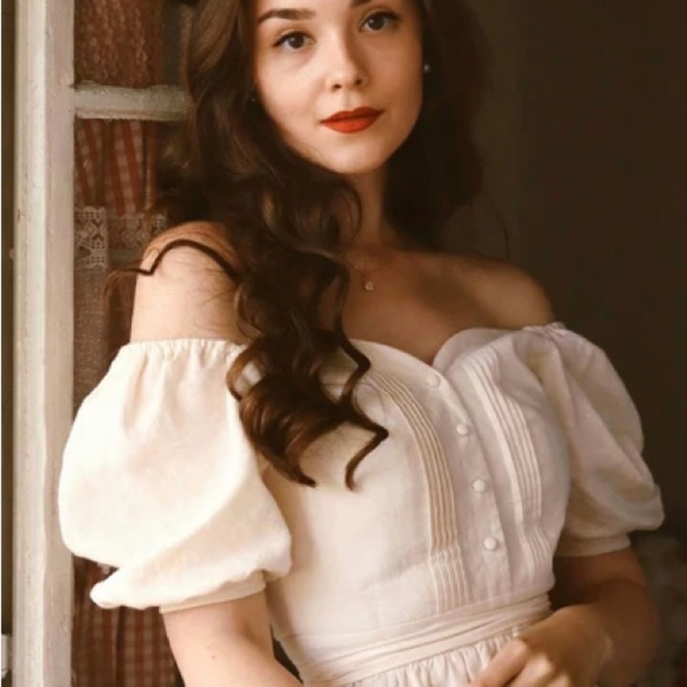 Chic Cream Puff Sleeve Midi Dress - Picture 3 of 4